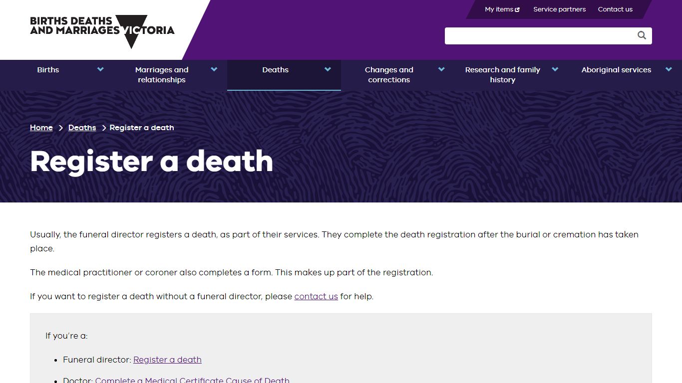 Register a death | Births Deaths and Marriages Victoria